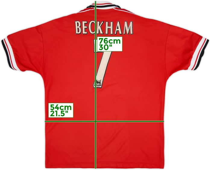 1998-00 Manchester United Home Shirt Beckham #7 - 5/10 - (L)