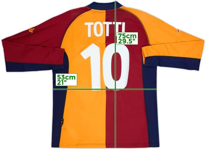 2001-02 Roma European L/S Shirt Totti #10 - 9/10 - (XL)