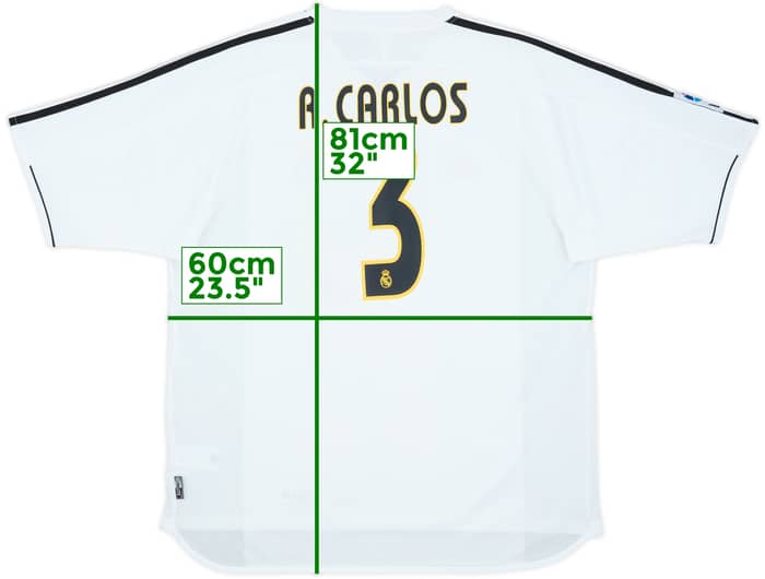 2003-04 Real Madrid Home Shirt R.Carlos #3 - 7/10 - (XL)