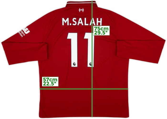 2018-19 Liverpool Home L/S Shirt M.Salah #11 - 8/10 - (XL)