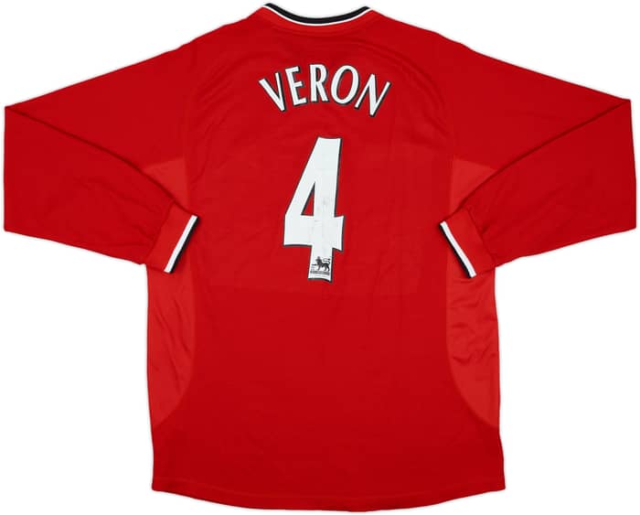 2000-02 Manchester United Home L/S Shirt Veron #4 - 6/10 - (L)