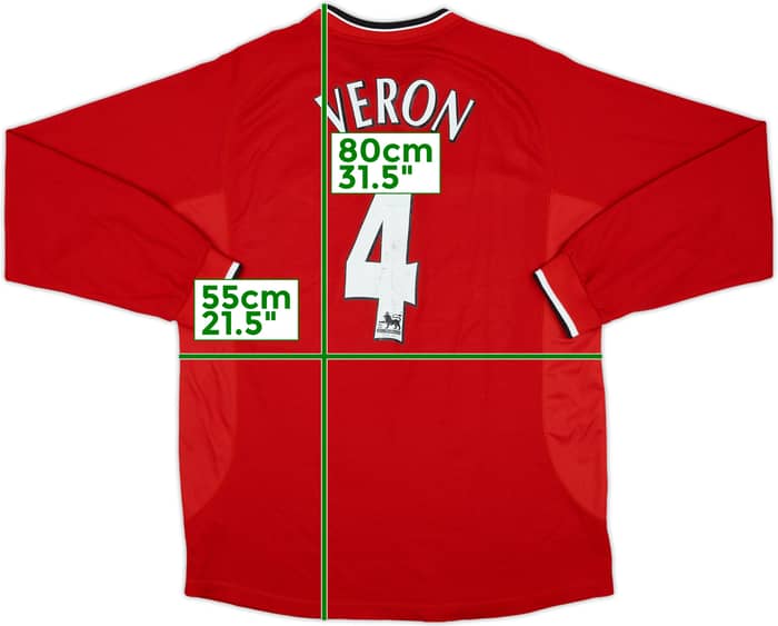 2000-02 Manchester United Home L/S Shirt Veron #4 - 6/10 - (L)