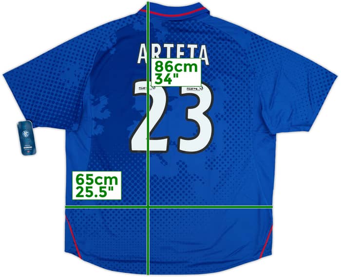 Camiseta de local del Rangers 2002-03 Arteta #23 (XXL)