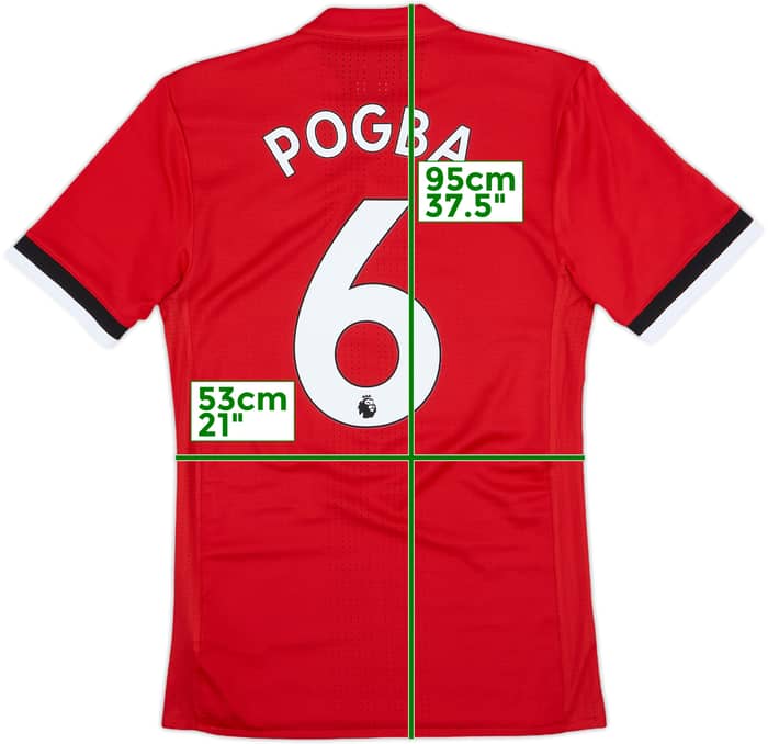2017-18 Manchester United Authentic Home Shirt Pogba #6 - 7/10 - (S)