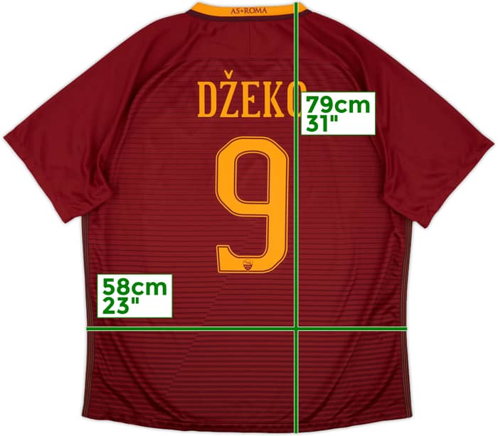 2016-17 Roma Home Shirt Dzeko #9 - 7/10 - (XXL)