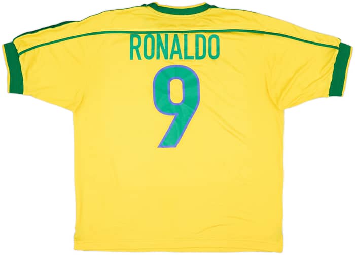 1998-00 Brazil Home Shirt Ronaldo #9 - 8/10 - (L)