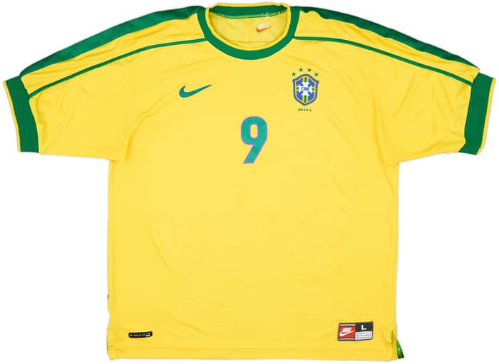 1998-00 Brazil Home Shirt Ronaldo #9 - 8/10 - (L)