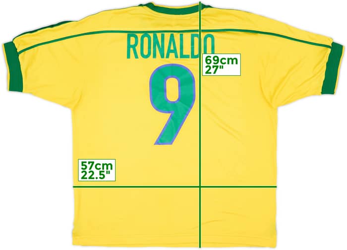 1998-00 Brazil Home Shirt Ronaldo #9 - 8/10 - (L)