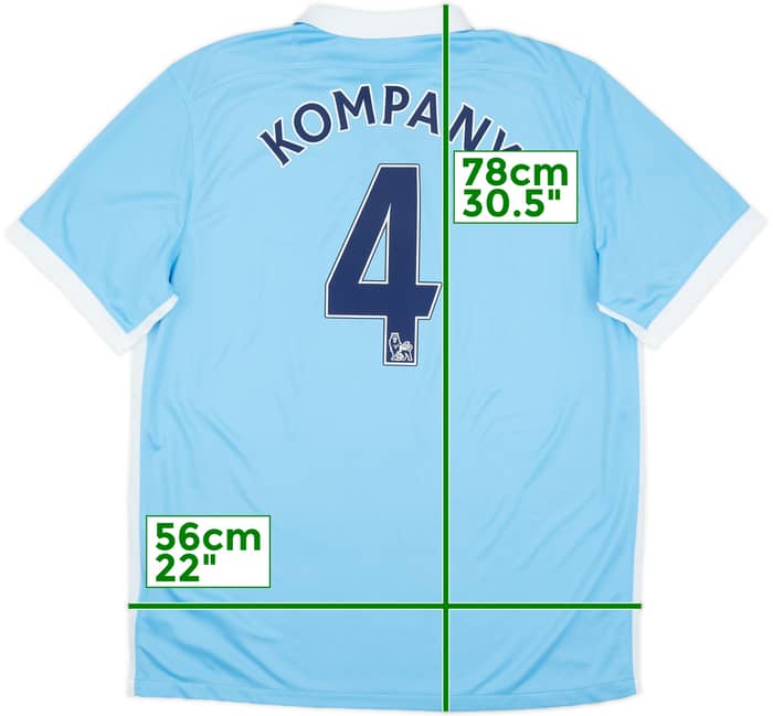 2015-16 Manchester City Home Shirt Kompany #4 - 8/10 - (XL)