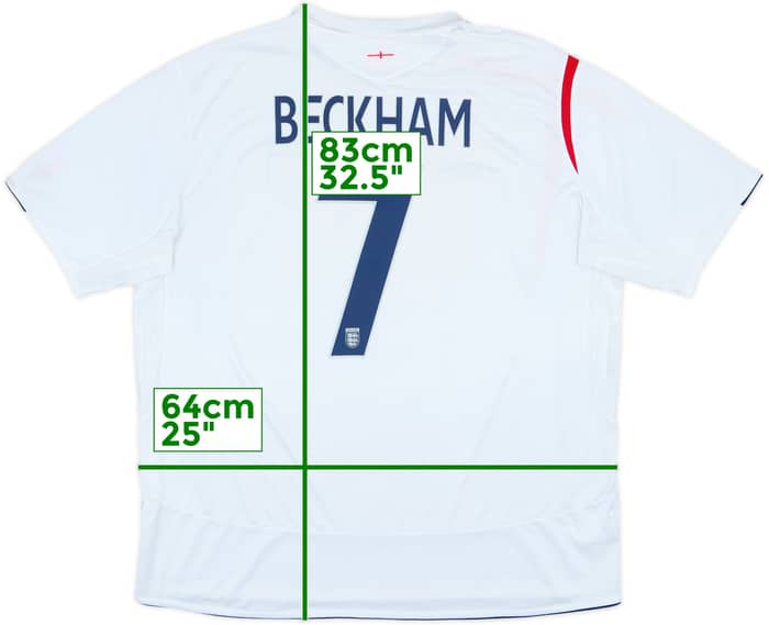 2005-07 England Home Shirt Beckham #7 - 7/10 - (3XL)