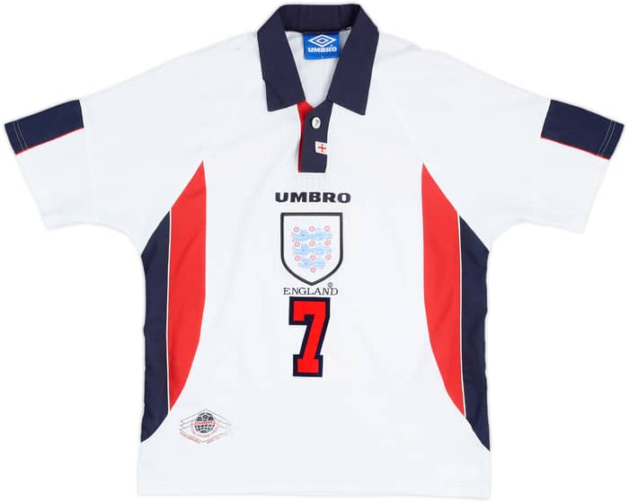 1997-99 England Home Shirt Beckham #7 - 8/10 - (Y)