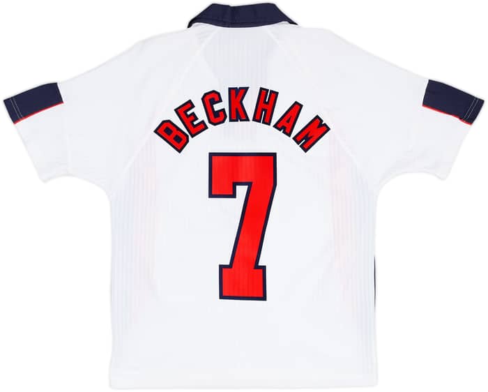 1997-99 England Home Shirt Beckham #7 - 8/10 - (Y)