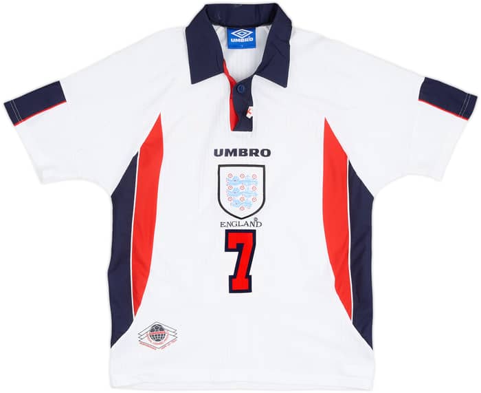 1997-99 England Home Shirt Beckham #7 - 8/10 - (Y)