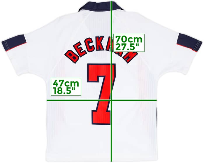 1997-99 England Home Shirt Beckham #7 - 8/10 - (Y)