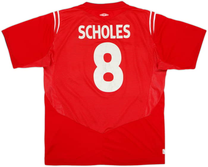 2004-06 England Away Shirt Scholes #8 - 6/10 - (L)