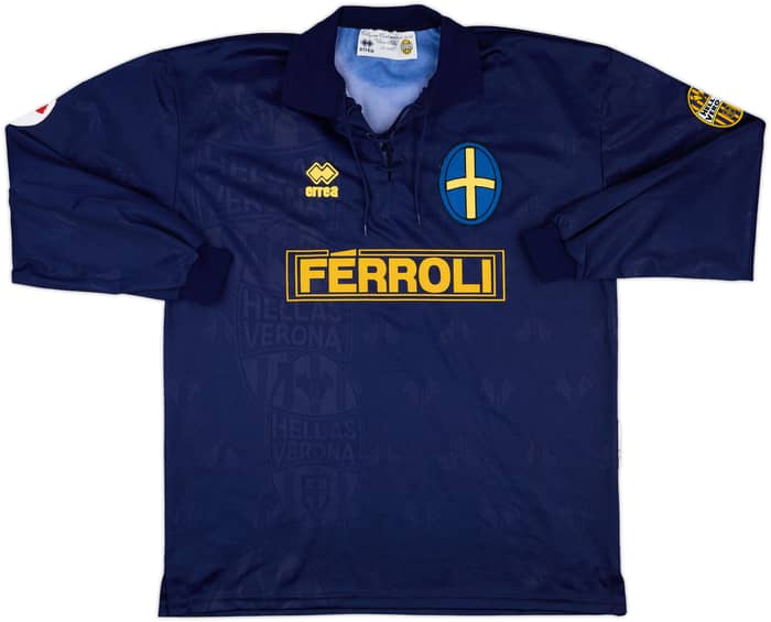 1996-97 Hellas Verona Match Issue Centenary L/S Shirt Orlandini #7