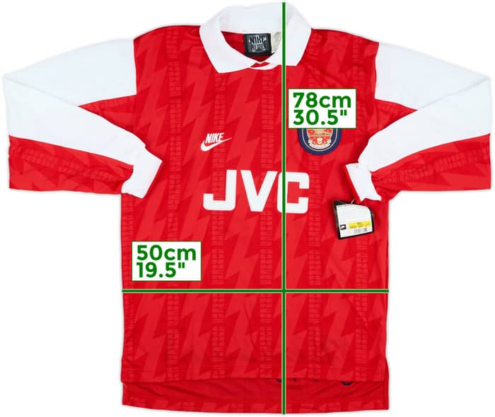 1994-96 Arsenal Player Issue Home L/S Shirt #3 (S)