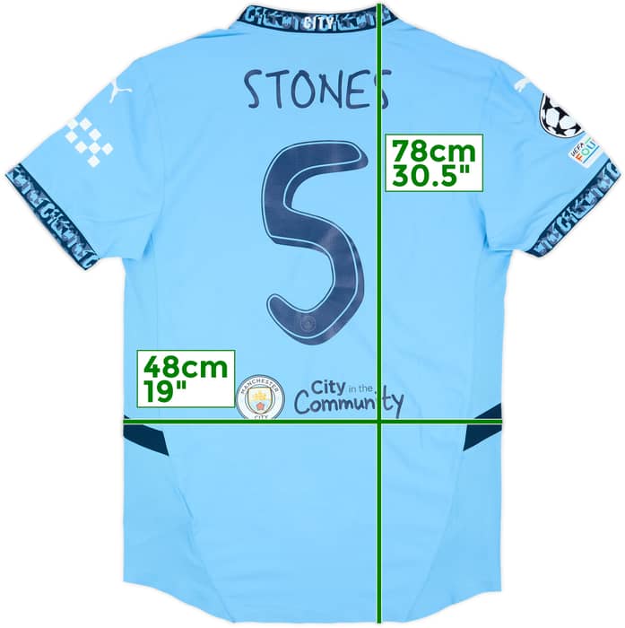 2024-25 Manchester City Match Issue Champions League Home Shirt Stones #5