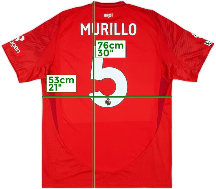 2024-25 Nottingham Forest Match Issue Home Shirt Murillo #5