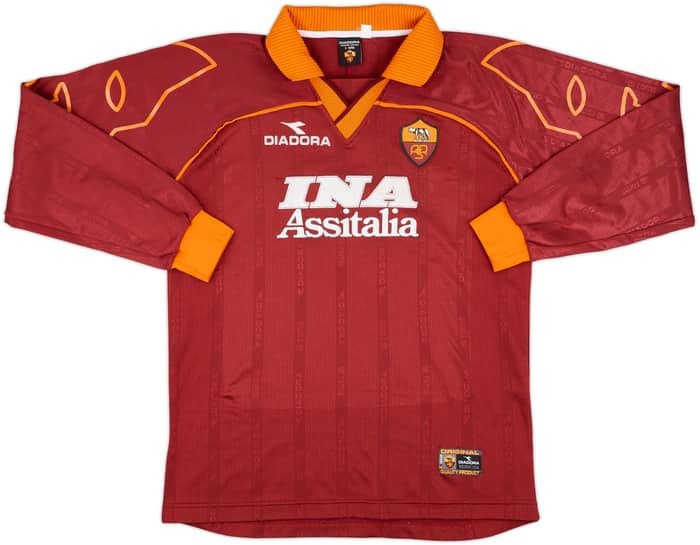 1999-00 Roma Match Issue Home L/S Shirt M.Assuncao #5