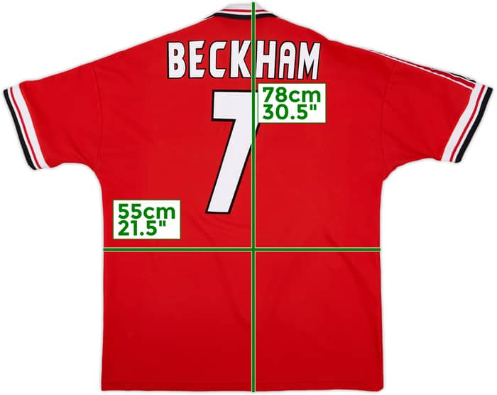 1998-00 Manchester United Home Shirt Beckham #7 - 8/10 - (XL)