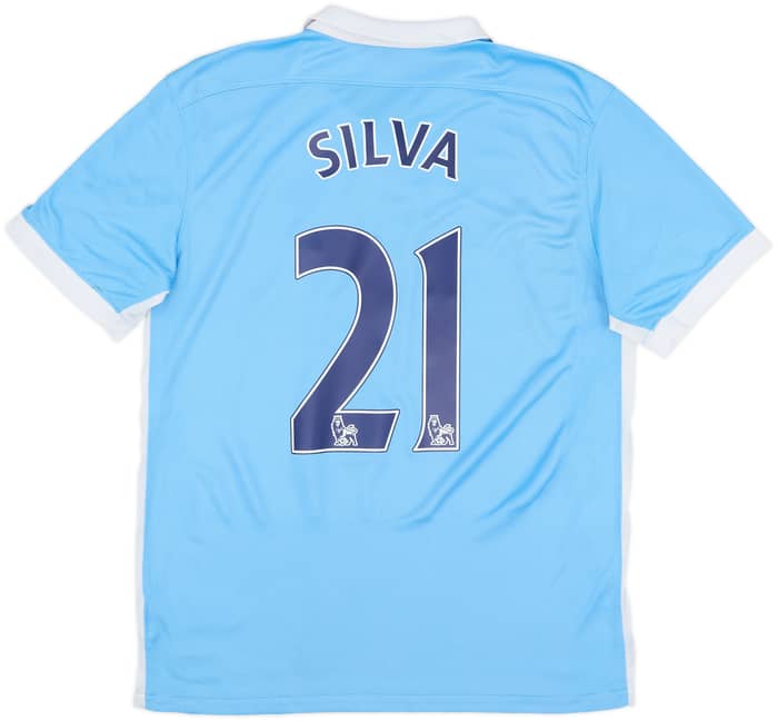 2015-16 Manchester City Home Shirt Silva #21 - 8/10 - (M)