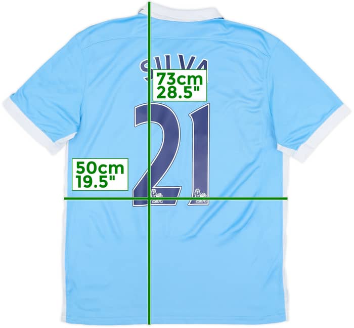 2015-16 Manchester City Home Shirt Silva #21 - 8/10 - (M)