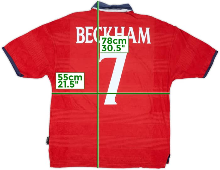 1999-01 England Away Shirt Beckham #7 - 5/10 - (L)