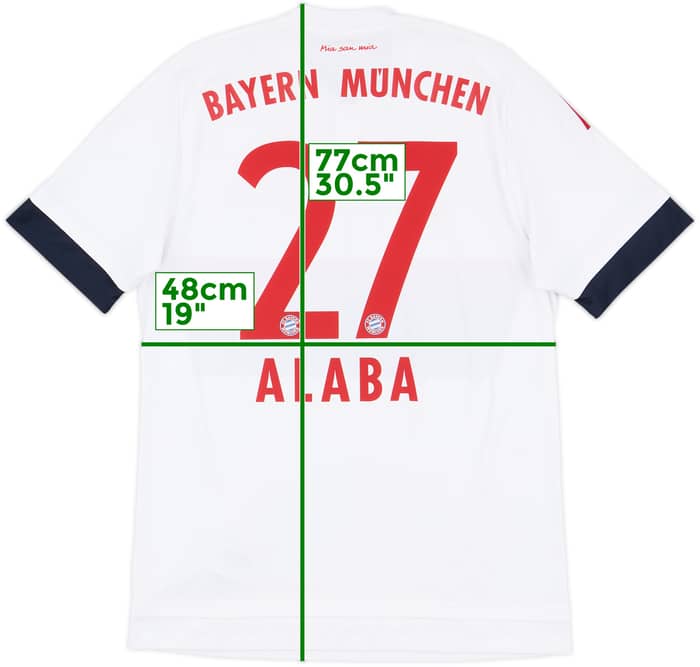 2015-16 Bayern Munich Away Shirt Alaba #27 - 7/10 - (M)