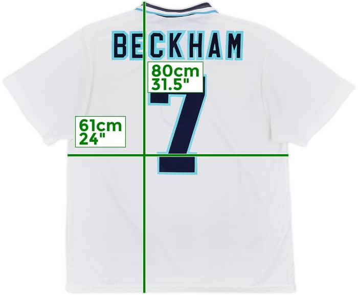 1995-97 England Home Shirt Beckham #7 - 10/10 - (XXL)