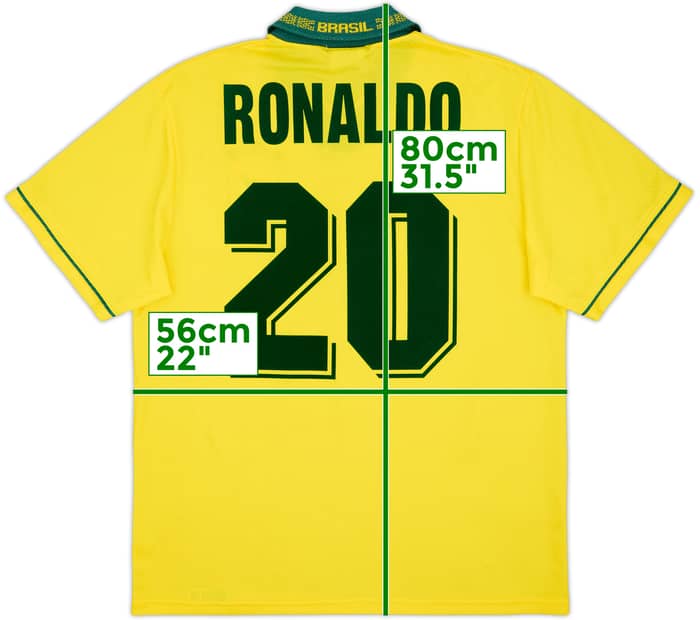 1993-94 Brazil Home Shirt Ronaldo #20 - 8/10 - (L)