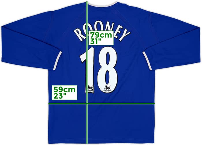 2003-04 Everton Home L/S Shirt Rooney #18 - 8/10 - (L)