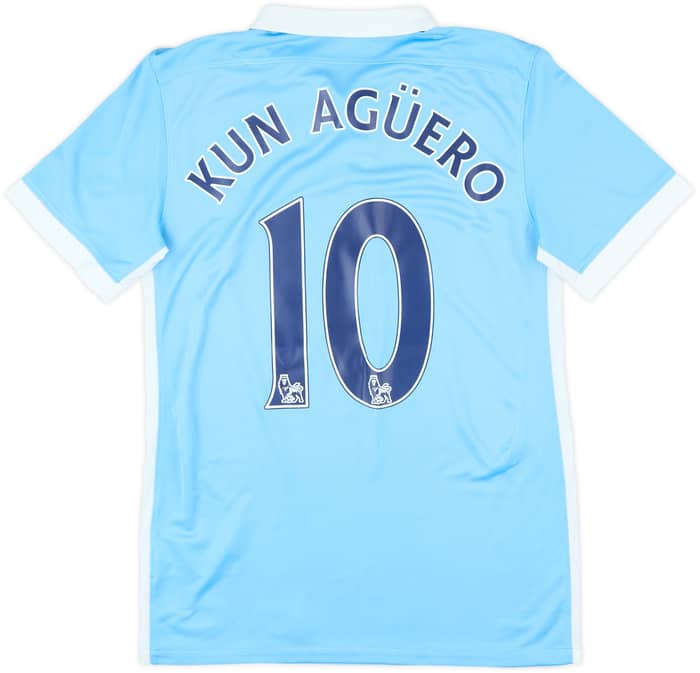 2015-16 Manchester City Home Shirt Kun Aguero #10 - 7/10 - (S)