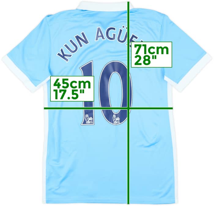 2015-16 Manchester City Home Shirt Kun Aguero #10 - 7/10 - (S)