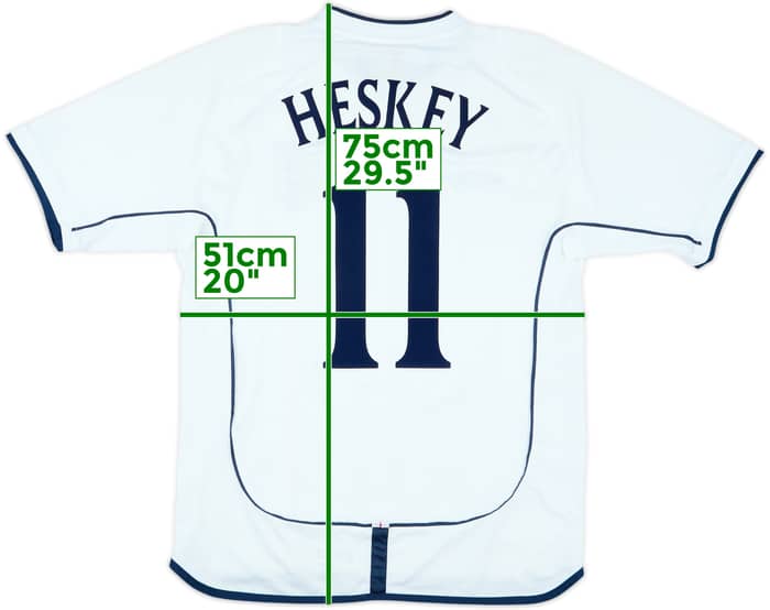 2001-03 England Home Shirt Heskey #11 - 7/10 - (M)