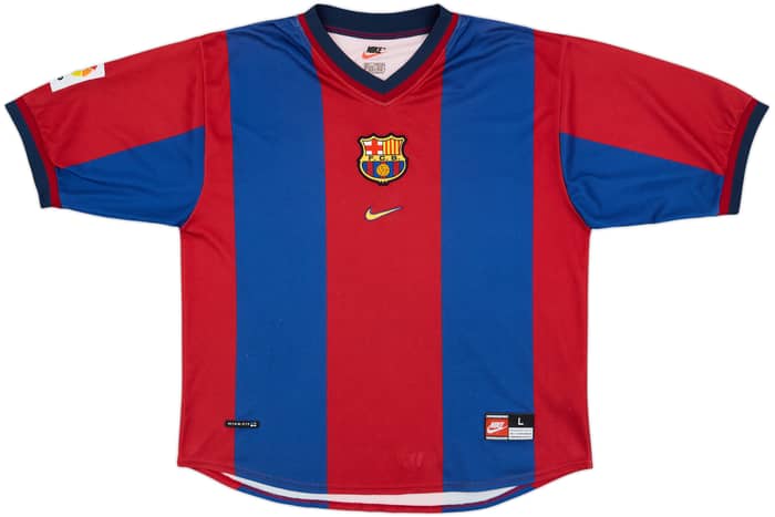 1998-00 Barcelona Home Shirt Guardiola #4 - 8/10 - (L)