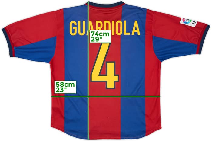 1998-00 Barcelona Home Shirt Guardiola #4 - 8/10 - (L)