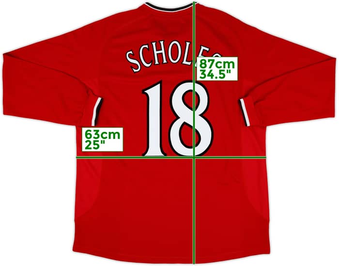 2000-02 Manchester United Home L/S Shirt Scholes #18 - 10/10 - (XXL)