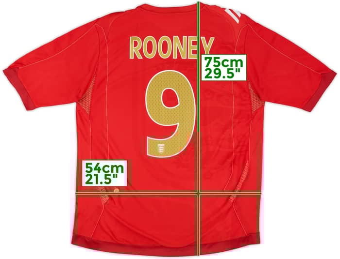 2006-08 England Away Shirt Rooney #9 - 6/10 - (L)