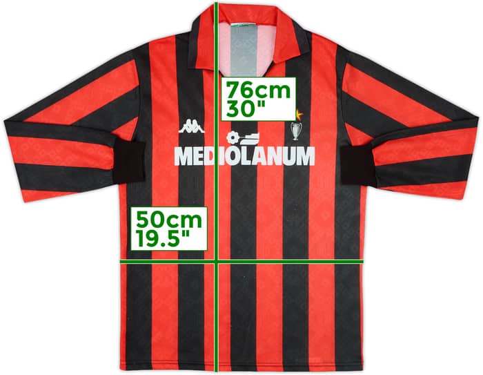 1989-90 AC Milan Home L/S Shirt - 7/10 - (M)