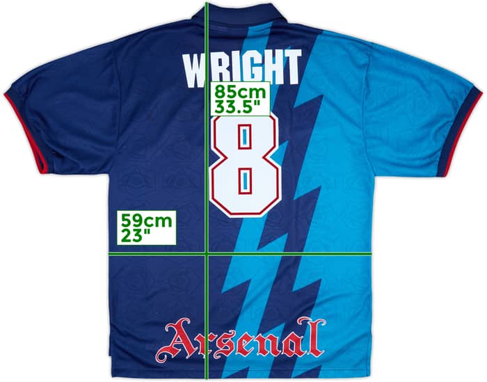 1995-96 Arsenal Away Shirt Wright #8 - 8/10 - (XL)