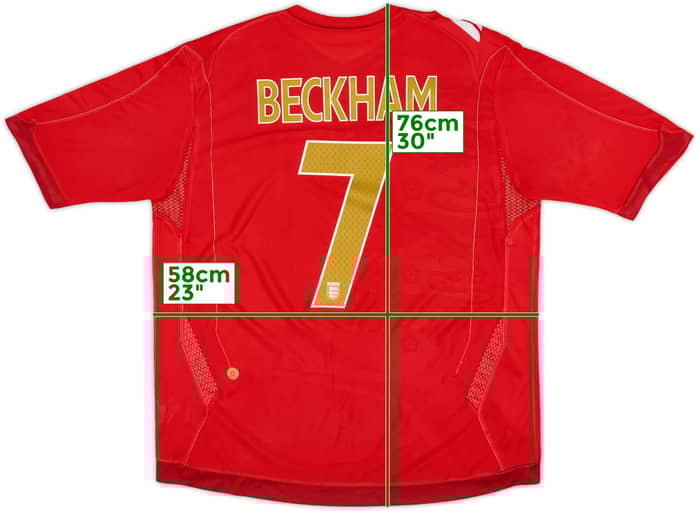 2006-08 England Away Shirt Beckham #7 - 6/10 - (XL)