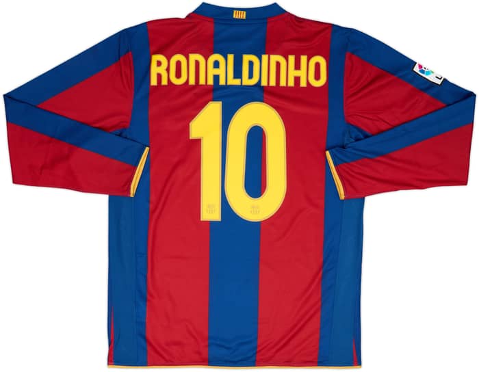 2007-08 Barcelona Home L/S Shirt Ronaldinho #10 (L)