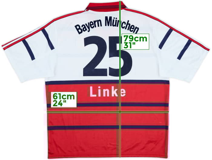 1998-00 Bayern Munich Away Shirt Linke #25 - 9/10 - (XL)