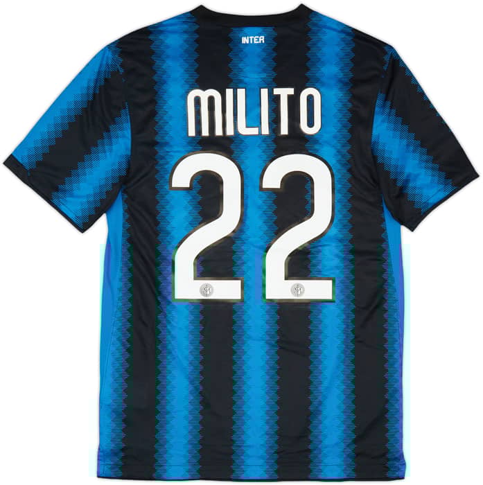 2011-12 Inter Milan Home Shirt Milito #22 (S)