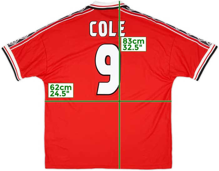 1998-00 Manchester United Home Shirt Cole #9 (XXL)