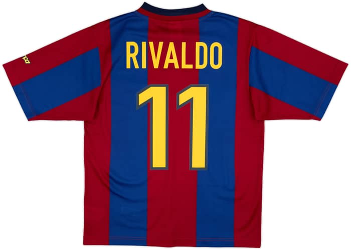 1998-00 Barcelona Basic Home Shirt Rivaldo #11 - 9/10 - (S)
