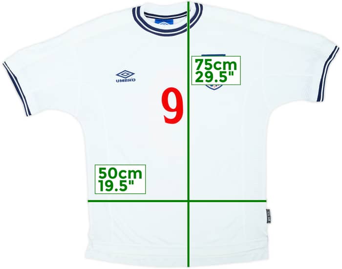 1999-01 England Home Shirt #9 - 6/10 - (M)