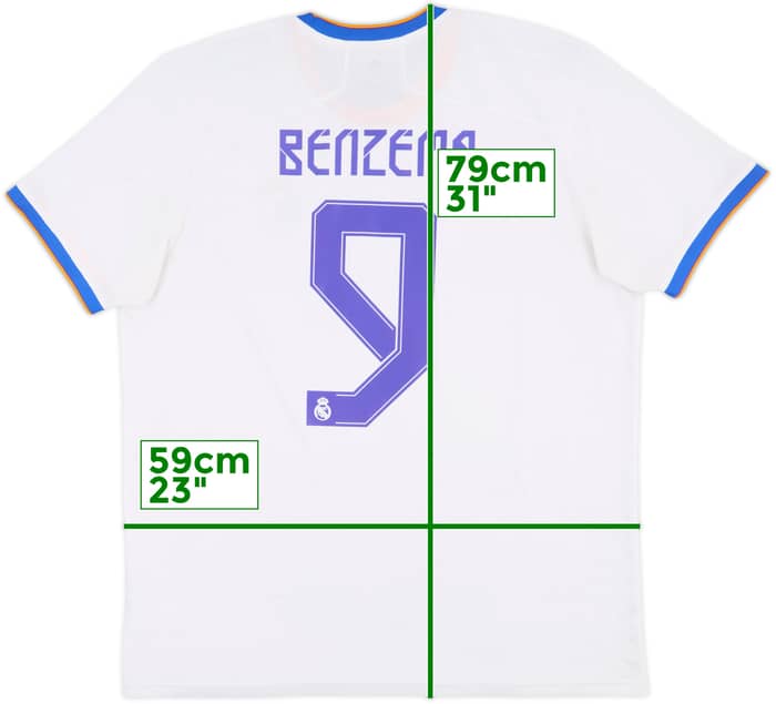 2021-22 Real Madrid Home Shirt Benzema #9 - 6/10 - (XL)