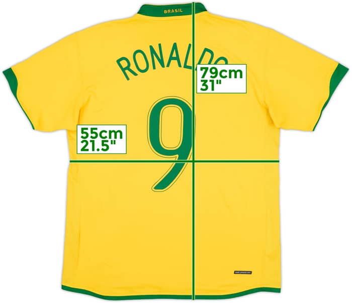 2006-08 Brazil Home Shirt Ronaldo #9 - 8/10 - (XL)